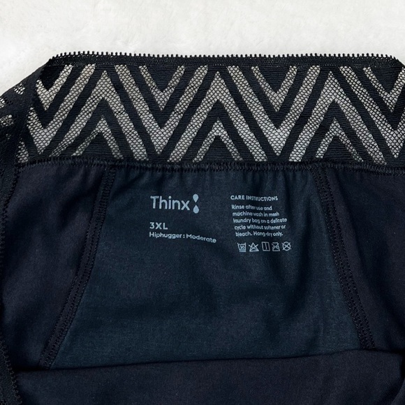 NWT Thinx Hiphugger Moderate Absorbency Lace Trim Underwear In Black - Picture 5 of 7